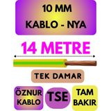 Öznur 10 mm Nya Kablo Metre Seçenekli (Sarı-Yeşil) - 14 METRE