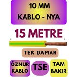 Öznur 10 mm Nya Kablo Metre Seçenekli (Sarı-Yeşil) - 15 METRE