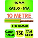 Öznur 10 mm Nya Kablo Metre Seçenekli (Sarı-Yeşil) - 16 METRE