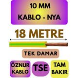 Öznur 10 mm Nya Kablo Metre Seçenekli (Sarı-Yeşil) - 18 METRE