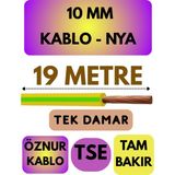 Öznur 10 mm Nya Kablo Metre Seçenekli (Sarı-Yeşil) - 19 METRE