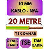 Öznur 10 mm Nya Kablo Metre Seçenekli (Sarı-Yeşil) - 20 METRE