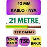 Öznur 10 mm Nya Kablo Metre Seçenekli (Sarı-Yeşil) - 21 METRE