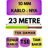 Öznur 10 mm Nya Kablo Metre Seçenekli (Sarı-Yeşil) - 23 METRE