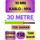 Öznur 10 mm Nya Kablo Metre Seçenekli (Sarı-Yeşil) - 30 METRE