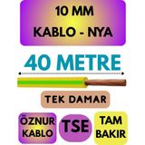 Öznur 10 mm Nya Kablo Metre Seçenekli (Sarı-Yeşil) - 40 METRE
