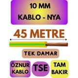 Öznur 10 mm Nya Kablo Metre Seçenekli (Sarı-Yeşil) - 45 METRE