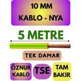 Öznur 10 mm Nya Kablo Metre Seçenekli (Sarı-Yeşil) - 5 METRE