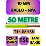 Öznur 10 mm Nya Kablo Metre Seçenekli (Sarı-Yeşil) - 50 METRE