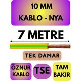 Öznur 10 mm Nya Kablo Metre Seçenekli (Sarı-Yeşil) - 7 METRE