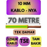 Öznur 10 mm Nya Kablo Metre Seçenekli (Sarı-Yeşil) - 70 METRE