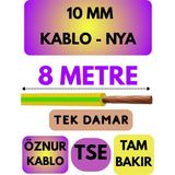 Öznur 10 mm Nya Kablo Metre Seçenekli (Sarı-Yeşil) - 8 METRE