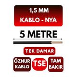 Öznur 1,5 mm Nya Enerji Kablosu, 5 Metre, Siyah