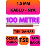 Öznur 1,5 mm Nya Kablo Metre Seçenekli (Kahverengi) - 100 METRE
