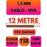 Öznur 1,5 mm Nya Kablo Metre Seçenekli (Kahverengi) - 12 METRE