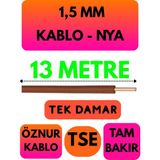 Öznur 1,5 mm Nya Kablo Metre Seçenekli (Kahverengi) - 13 METRE