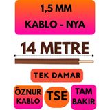 Öznur 1,5 mm Nya Kablo Metre Seçenekli (Kahverengi) - 14 METRE