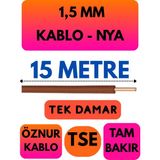 Öznur 1,5 mm Nya Kablo Metre Seçenekli (Kahverengi) - 15 METRE
