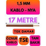 Öznur 1,5 mm Nya Kablo Metre Seçenekli (Kahverengi) - 17 METRE