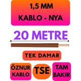 Öznur 1,5 mm Nya Kablo Metre Seçenekli (Kahverengi) - 20 METRE