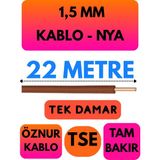 Öznur 1,5 mm Nya Kablo Metre Seçenekli (Kahverengi) - 22 METRE