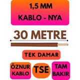 Öznur 1,5 mm Nya Kablo Metre Seçenekli (Kahverengi) - 30 METRE