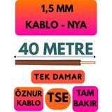 Öznur 1,5 mm Nya Kablo Metre Seçenekli (Kahverengi) - 40 METRE