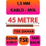 Öznur 1,5 mm Nya Kablo Metre Seçenekli (Kahverengi) - 45 METRE