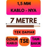 Öznur 1,5 mm Nya Kablo Metre Seçenekli (Kahverengi) - 7 METRE