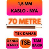 Öznur 1,5 mm Nya Kablo Metre Seçenekli (Kahverengi) - 70 METRE