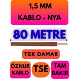 Öznur 1,5 mm Nya Kablo Metre Seçenekli (Kahverengi) - 80 METRE