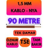 Öznur 1,5 mm Nya Kablo Metre Seçenekli (Kahverengi) - 90 METRE