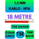 Öznur 1,5 mm Nya Kablo Metre Seçenekli (Kırmızı) - 18 METRE