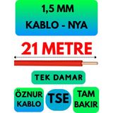 Öznur 1,5 mm Nya Kablo Metre Seçenekli (Kırmızı) - 21 METRE