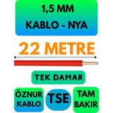 Öznur 1,5 mm Nya Kablo Metre Seçenekli (Kırmızı) - 22 METRE
