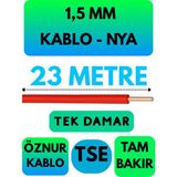 Öznur 1,5 mm Nya Kablo Metre Seçenekli (Kırmızı) - 23 METRE