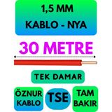 Öznur 1,5 mm Nya Kablo Metre Seçenekli (Kırmızı) - 30 METRE