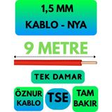Öznur 1,5 mm Nya Kablo Metre Seçenekli (Kırmızı) - 9 METRE