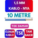 Öznur 1,5 mm Nya Kablo Metre Seçenekli (Mavi) - 10 METRE