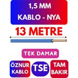 Öznur 1,5 mm Nya Kablo Metre Seçenekli (Mavi) - 13 METRE