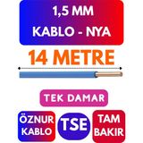 Öznur 1,5 mm Nya Kablo Metre Seçenekli (Mavi) - 14 METRE