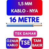 Öznur 1,5 mm Nya Kablo Metre Seçenekli (Mavi) - 16 METRE