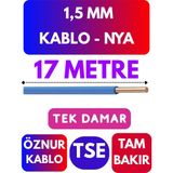 Öznur 1,5 mm Nya Kablo Metre Seçenekli (Mavi) - 17 METRE