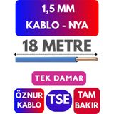 Öznur 1,5 mm Nya Kablo Metre Seçenekli (Mavi) - 18 METRE