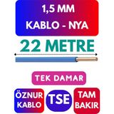 Öznur 1,5 mm Nya Kablo Metre Seçenekli (Mavi) - 22 METRE