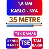 Öznur 1,5 mm Nya Kablo Metre Seçenekli (Mavi) - 35 METRE