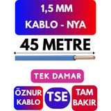 Öznur 1,5 mm Nya Kablo Metre Seçenekli (Mavi) - 45 METRE
