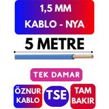Öznur 1,5 mm Nya Kablo Metre Seçenekli (Mavi) - 5 METRE