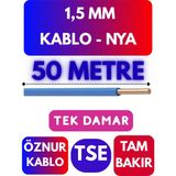 Öznur 1,5 mm Nya Kablo Metre Seçenekli (Mavi) - 50 METRE