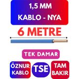 Öznur 1,5 mm Nya Kablo Metre Seçenekli (Mavi) - 6 METRE